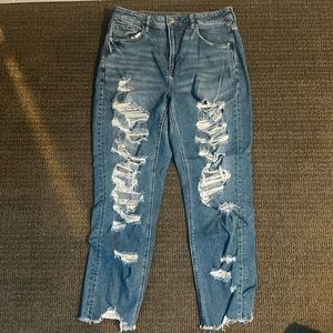 American eagle ripped high rise mom jeans